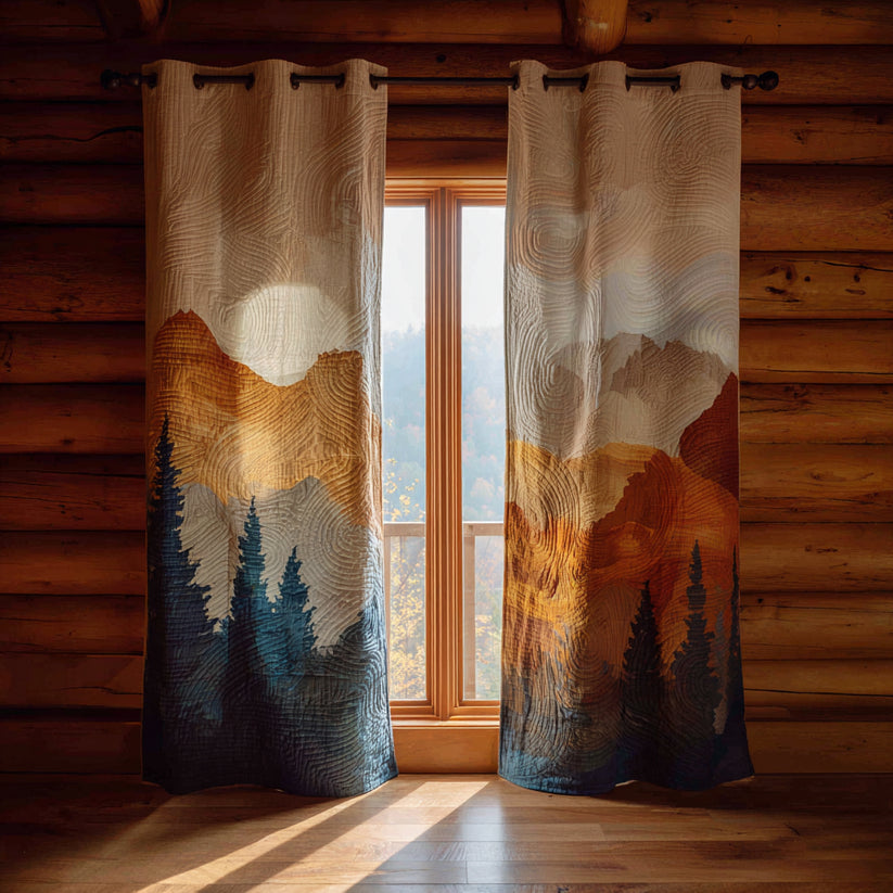 Cozy Forest Landscape Quilted Curtains QV04