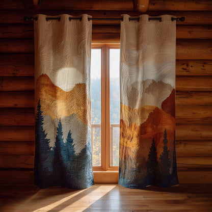 Cozy Forest Landscape Quilted Curtains QV04