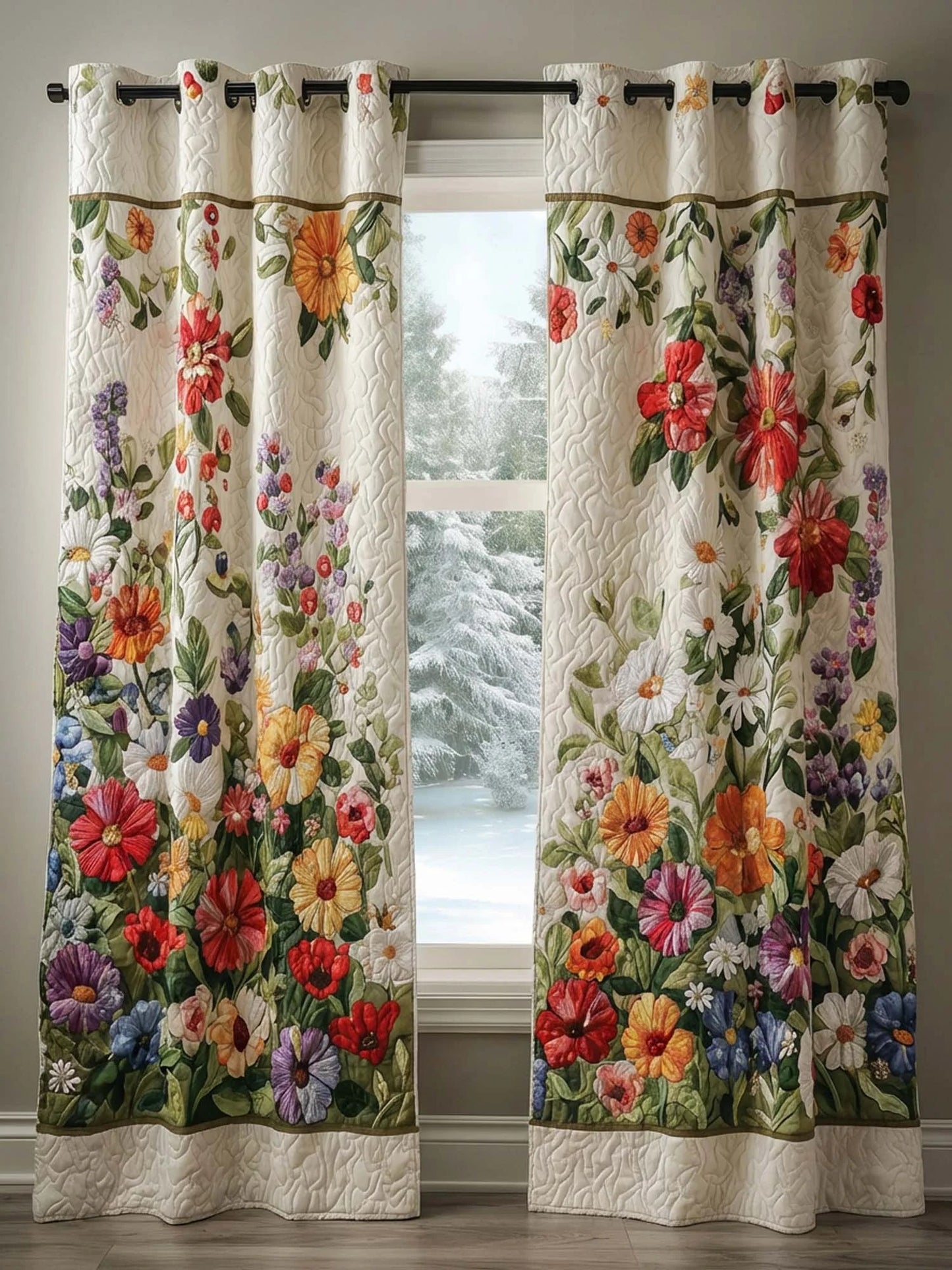 Flower Quilted Curtains QV08