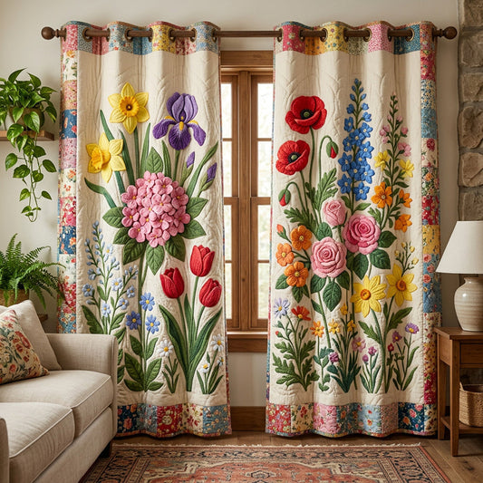Floral Symphony Quilted Curtains QV17