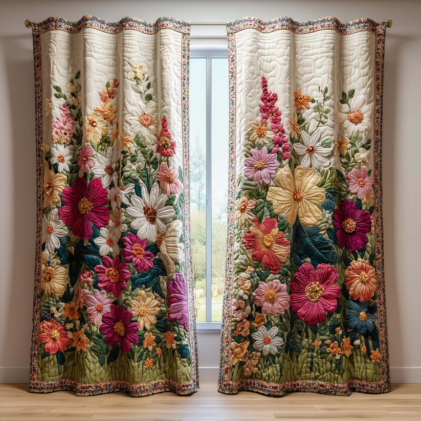 Cottage Flowers Quilted Curtains QV18