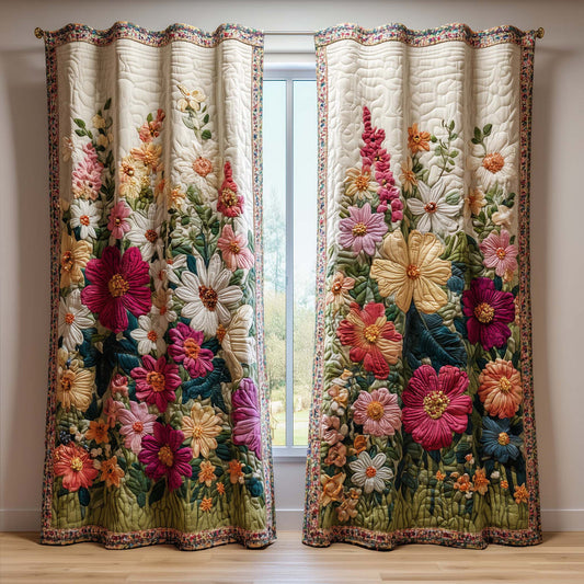 Cottage Flowers Quilted Curtains QV18