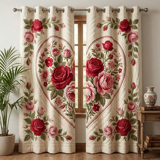 Floral Heart Quilted Curtains QV20