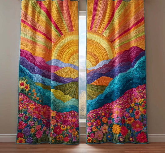 Golden Meadow Quilted Curtains QV22