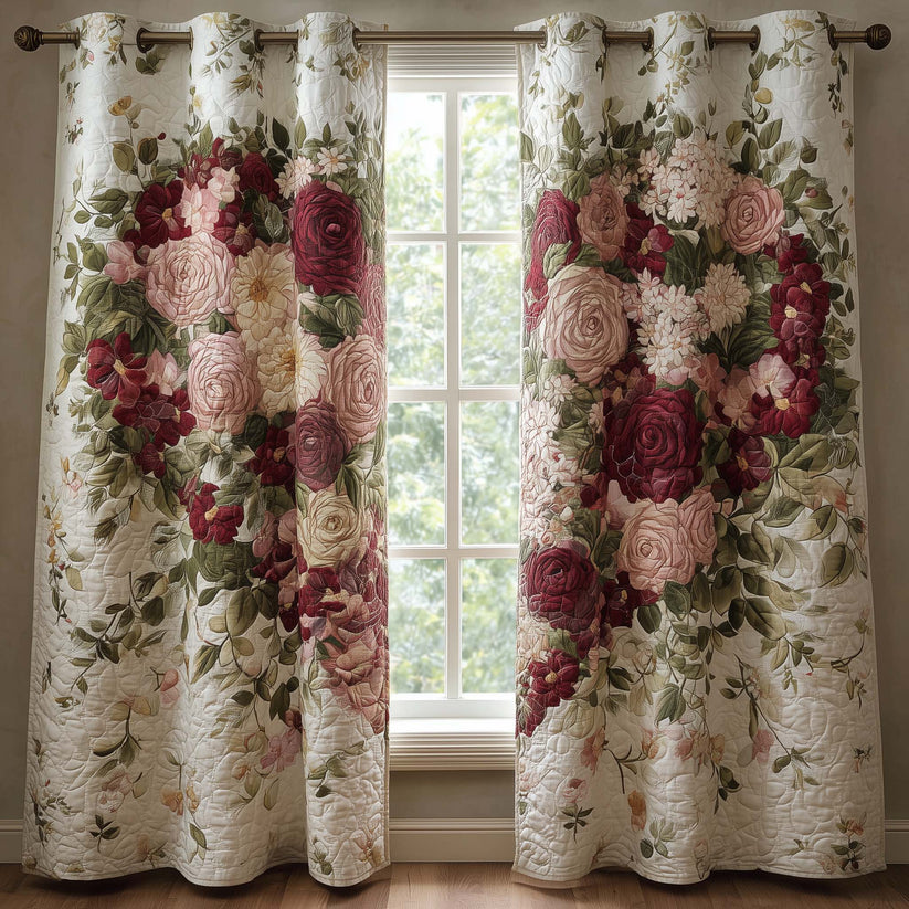 Rose Heart Quilted Curtains QV23