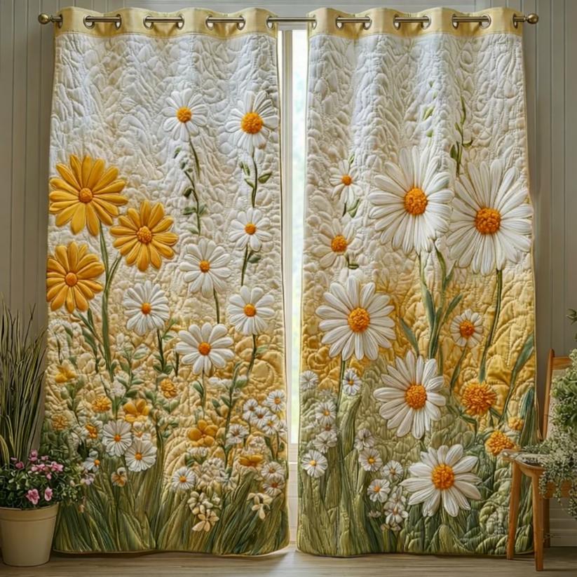 Golden Meadow Quilted Curtains QV25