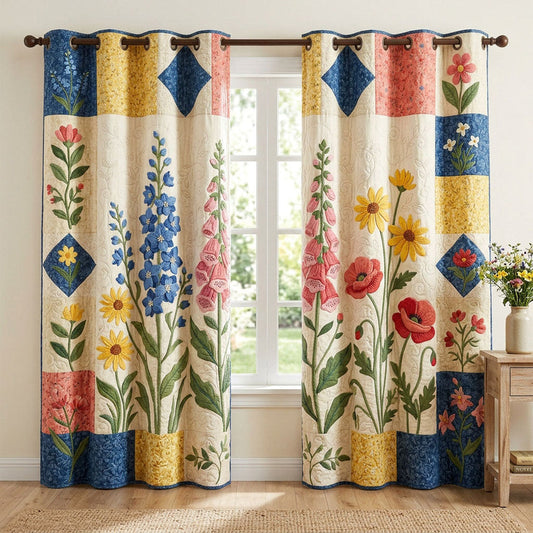Cottagecore Patchwork Floral Quilted Curtains QV29