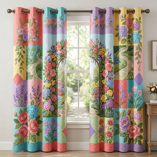 Country Cottage Garden Quilted Curtains QV31
