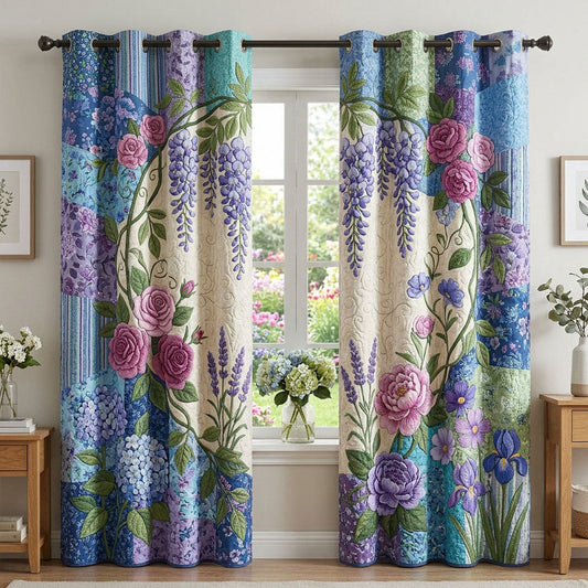 Vintage Floral Patchwork Quilted Curtains QV32