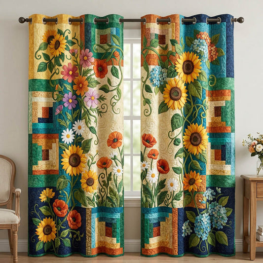 Sunflower and Wildflower Quilted Curtains QV36