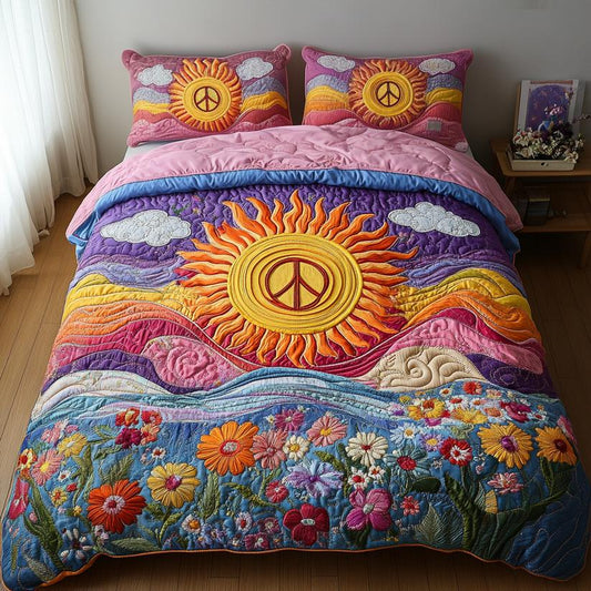 Flower Child Quilted Duvet Cover Set QV01