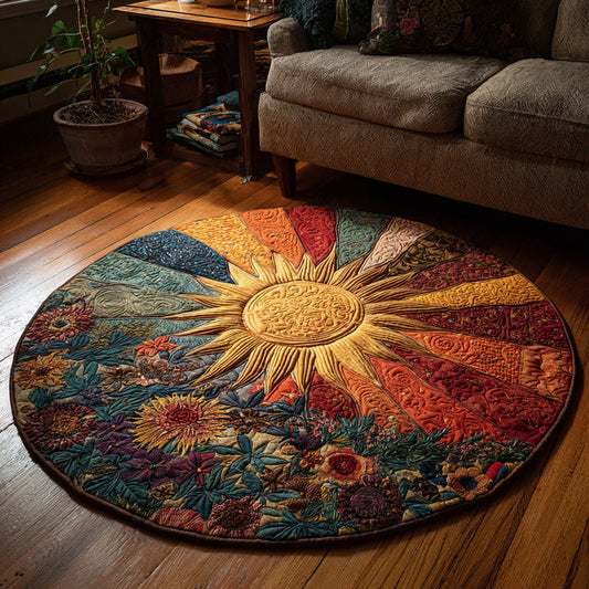 Boho Sunrise Quilted Round Rug QV03