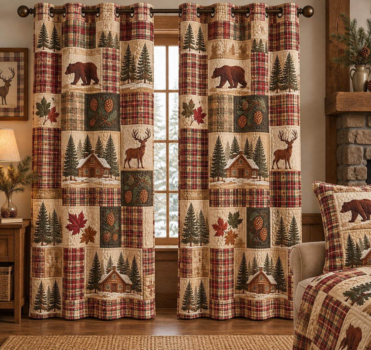 Timber Bears  Grommet Curtains QV03GRMCT