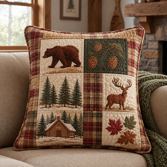 Timber Bears Quilted Pillow Cover QV03QLTPLC