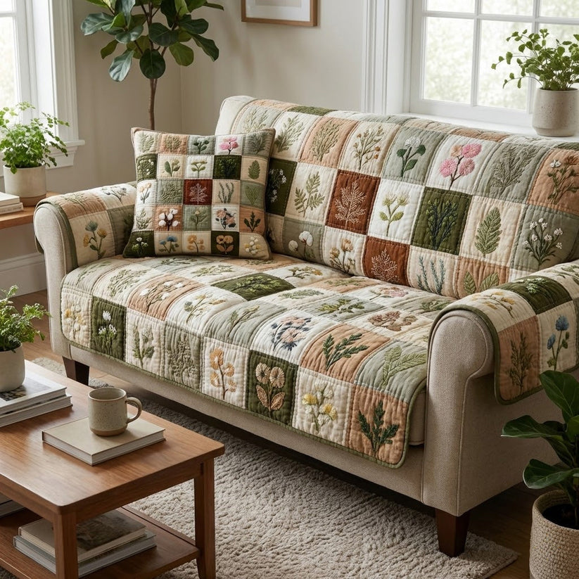 Leafy Grove Quilted Seat Sofa QV08