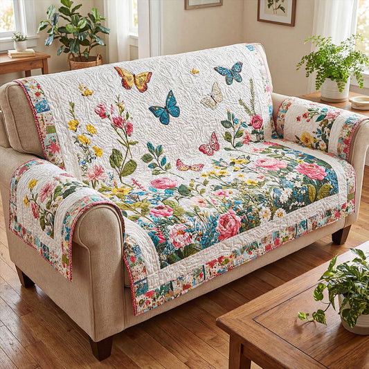 Butterfly Garden Quilted Seat Sofa QV15