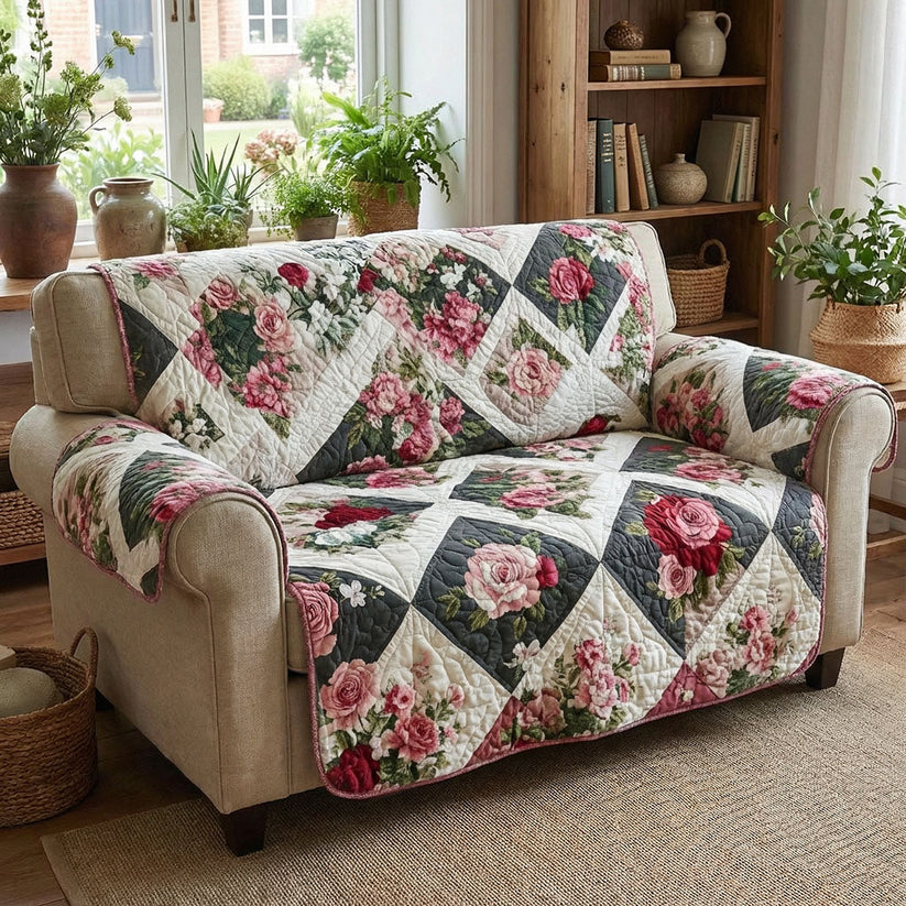 Prairie Rose Quilted Seat Sofa QV16