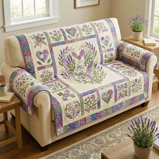 Lavender Floral Quilted Seat Sofa  QV20