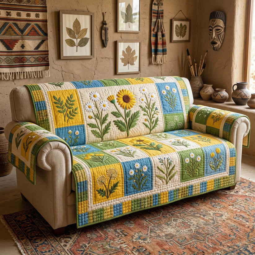 Sunflower Meadow Quilted Seat Sofa  QV22