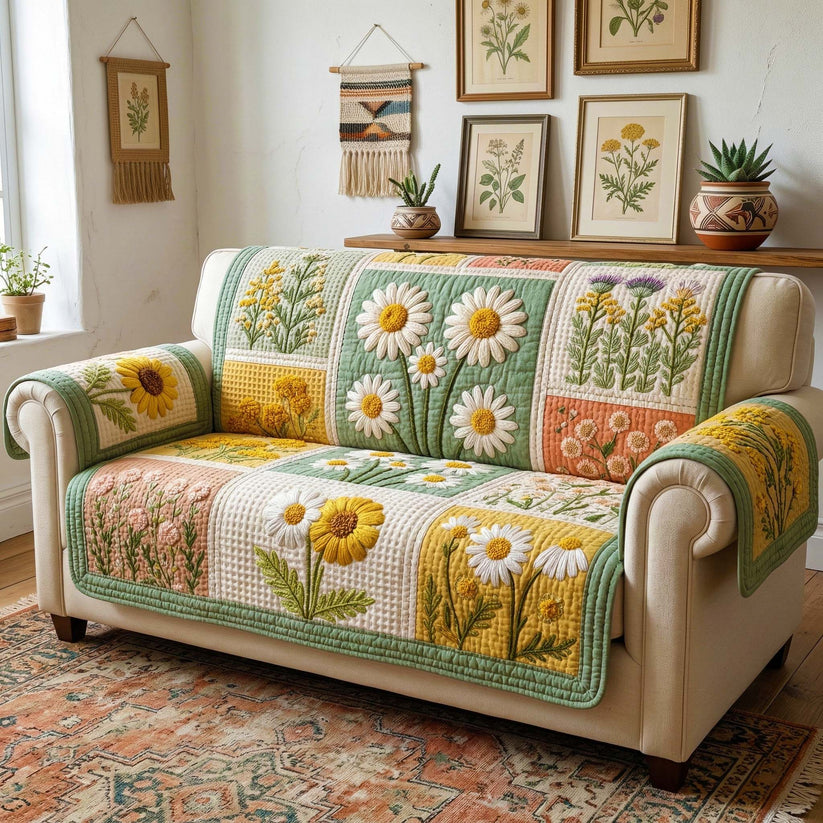 Boho Daisy Patchwork Quilted Seat Sofa  QV23