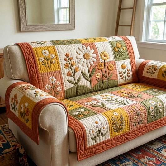 Daisy & Sunflower Quilted Seat Sofa  QV24