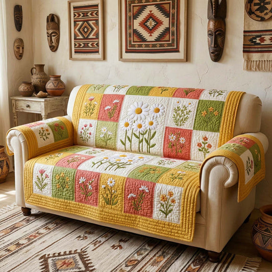 Daisy Flower Pattern Quilted Seat Sofa  QV25