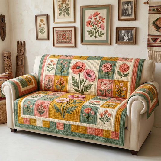 Daisy & Sunflower Quilted Seat Sofa  QV26