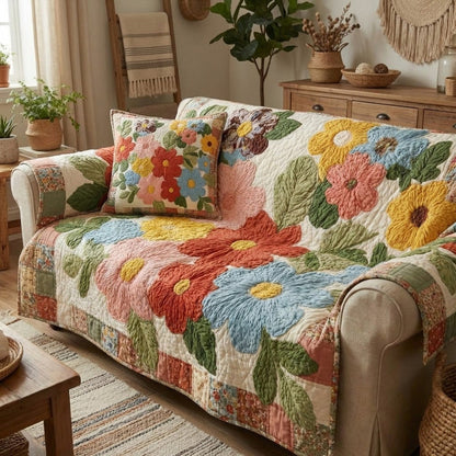 Retro Daisy Quilted Seat Sofa QV28