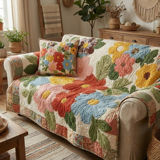Retro Daisy Quilted Seat Sofa QV28