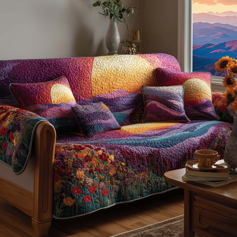 Bohemian Landscape Quilted Seat Sofa  QV36