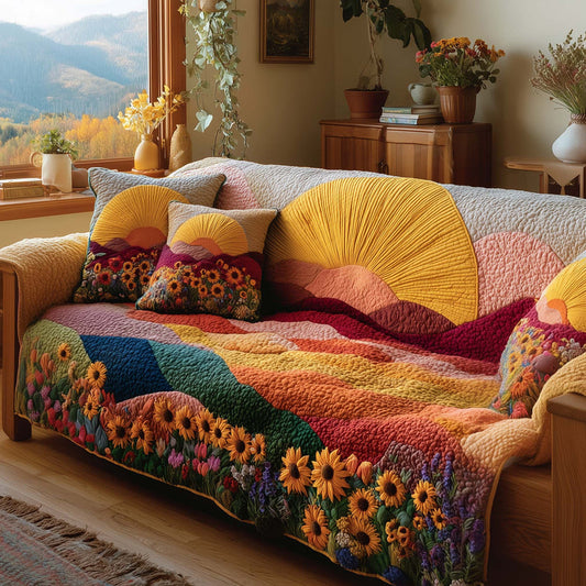 Boho Sun & Mountain Quilted Seat Sofa  QV37