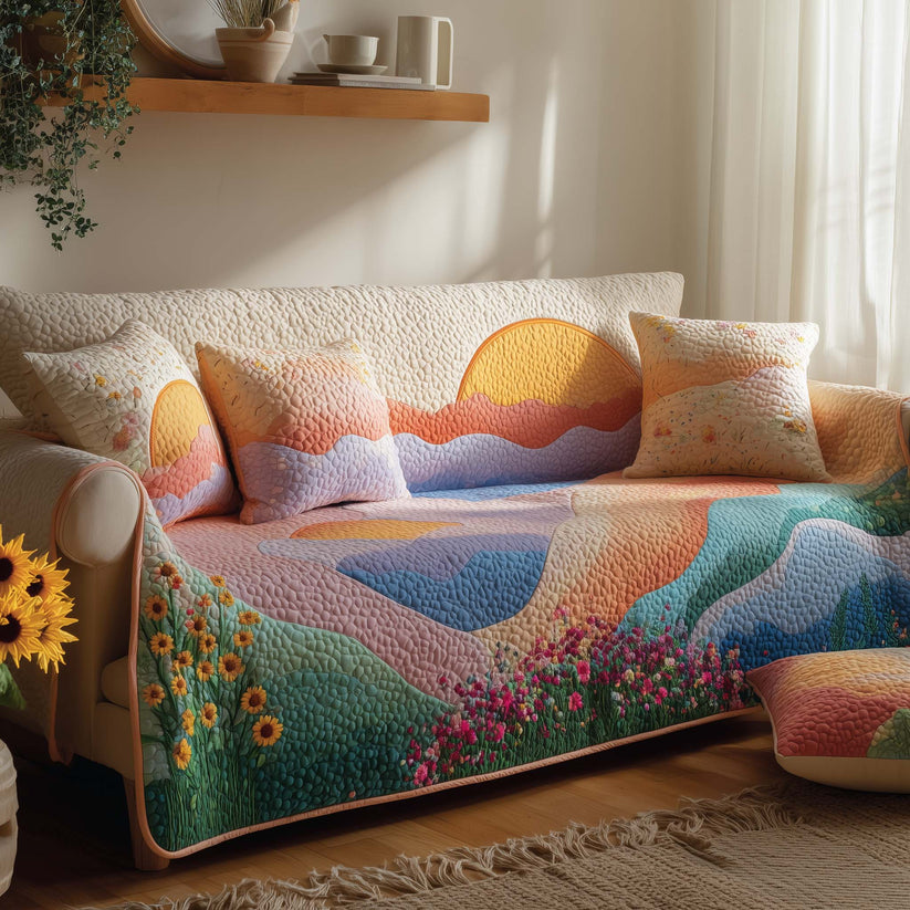 Boho Landscape Quilted Seat Sofa  QV42