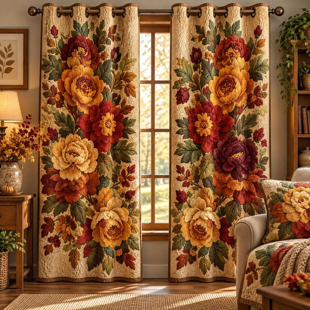 Harvest Blooms  Grommet Curtains QV43GRMCT
