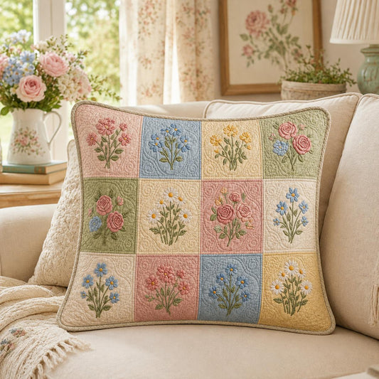 Festive Flower Quilted Pillow Cover QV44QLTPLC
