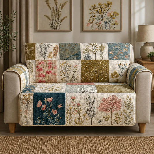 Botanical Floral Patchwork Quilted Seat Sofa QV45