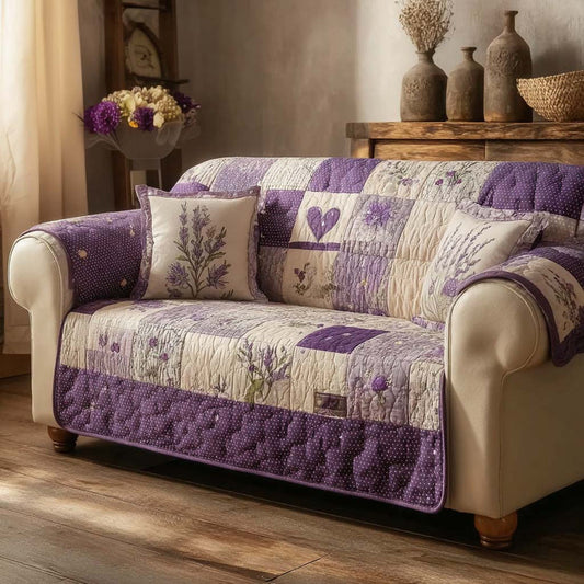 Rustic Lavender Botanical Quilted Seat Sofa QV47