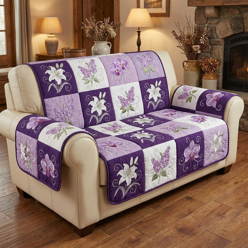 Purple Floral Patchwork Quilted Seat Sofa QV48