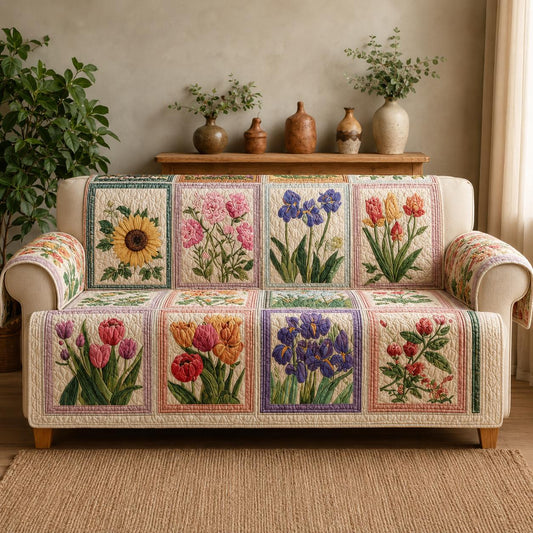 Cozy Botanical Garden Quilted Seat Sofa QV49