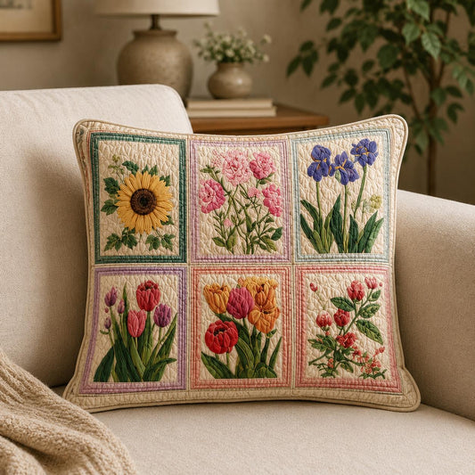 Cozy Botanical Garden Quilted Pillow Cover QV49QLTPLC