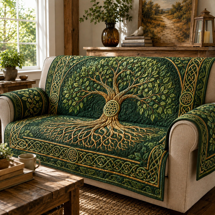 Emerald Celtic Canopy Quilted Seat Sofa QV63