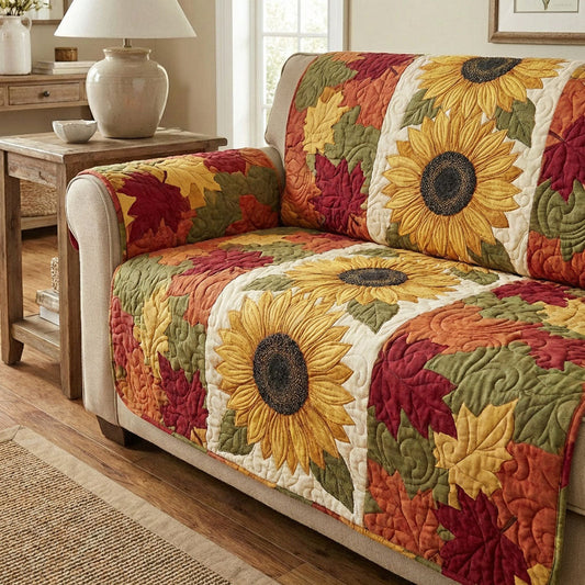 Vintage Autumn Sun Bloom Quilted Seat Sofa QV65