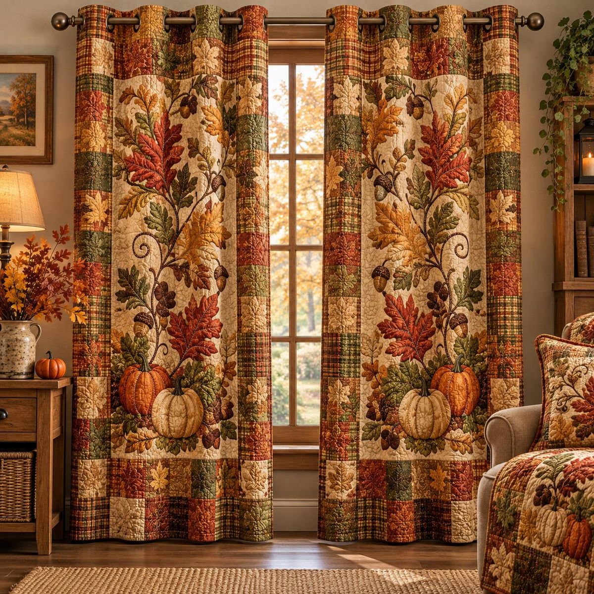 Autumn Harvest Tapestry  Grommet Curtains QV67GRMCT