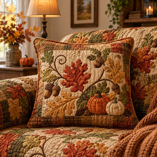 Autumn Harvest Tapestry Quilted Pillow Cover QV67QLTPLC