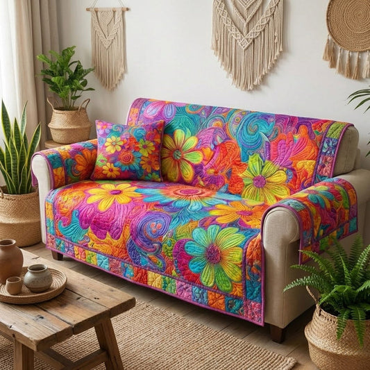 Colorful Floral Bohemian Quilted Seat Sofa QV68