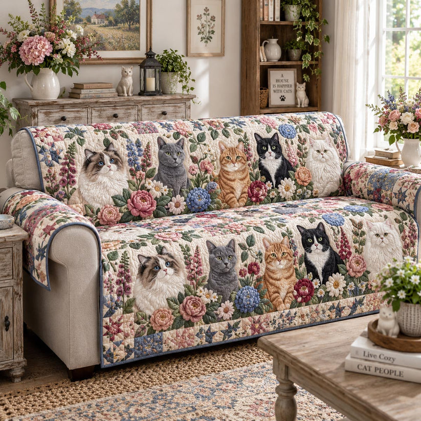Blooming Whiskers Quilted Seat Sofa QV72