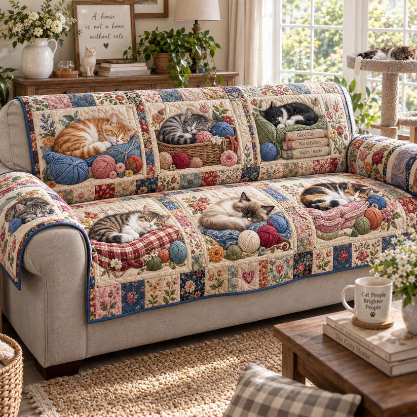 Heirloom Cat Garden Quilted Seat Sofa QV73