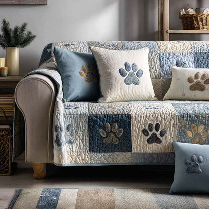 Cozy Paw Print Quilted Seat Sofa QV77