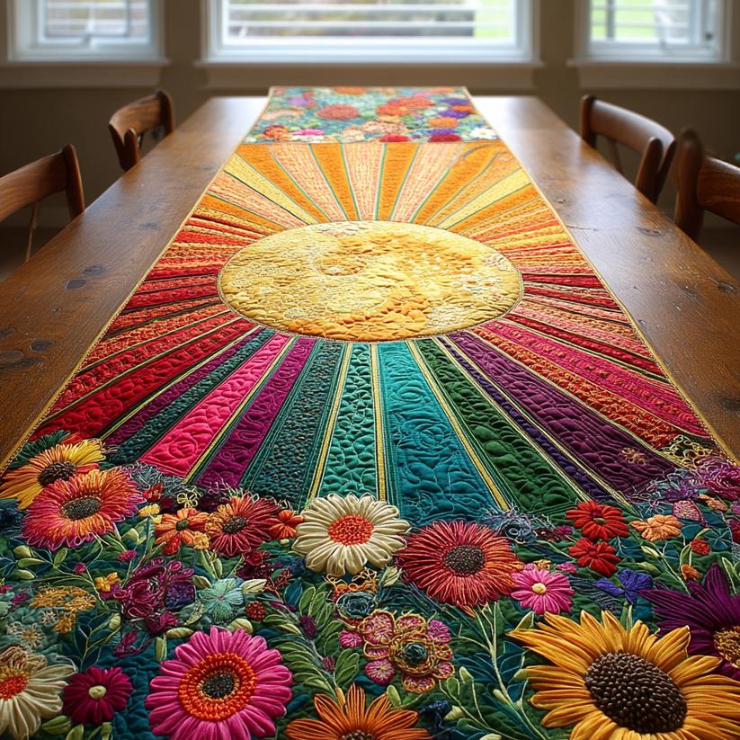 Gentle Circle Quilted Table Runner QV04