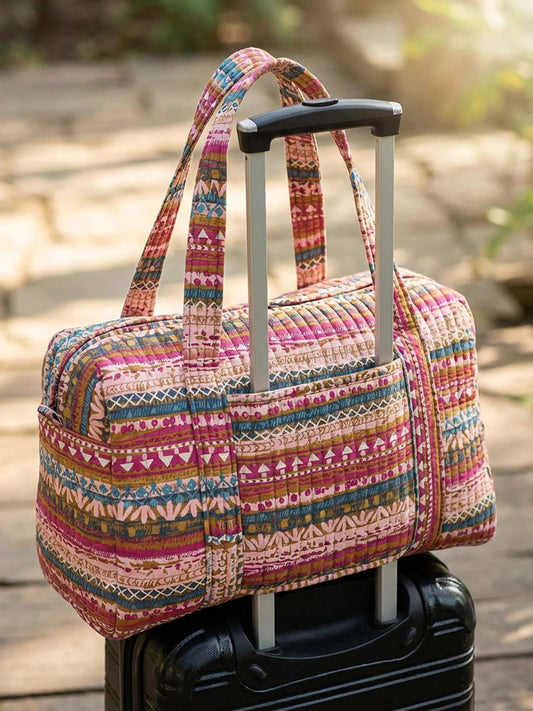 Boho Aztec Pattern Quilted Travel Bag With Trolley Sleeve QV06