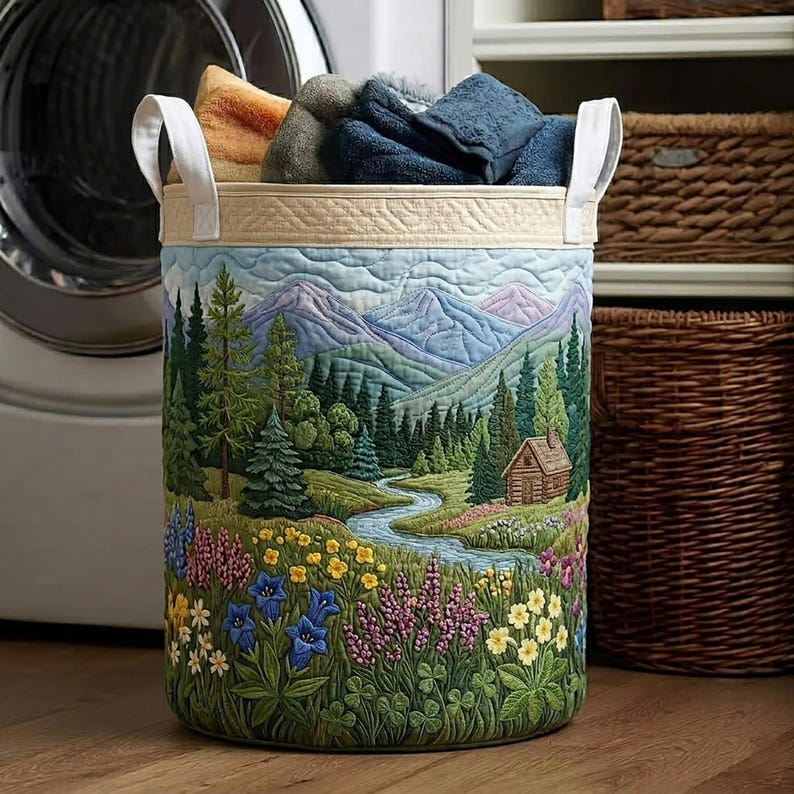 Spring Breeze Quilted Laundry Basket QV01